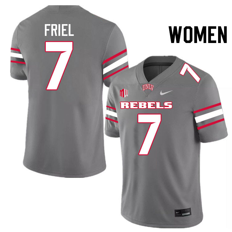 Women #7 Cameron Friel UNLV Rebels College Football Jerseys Stitched-Grey